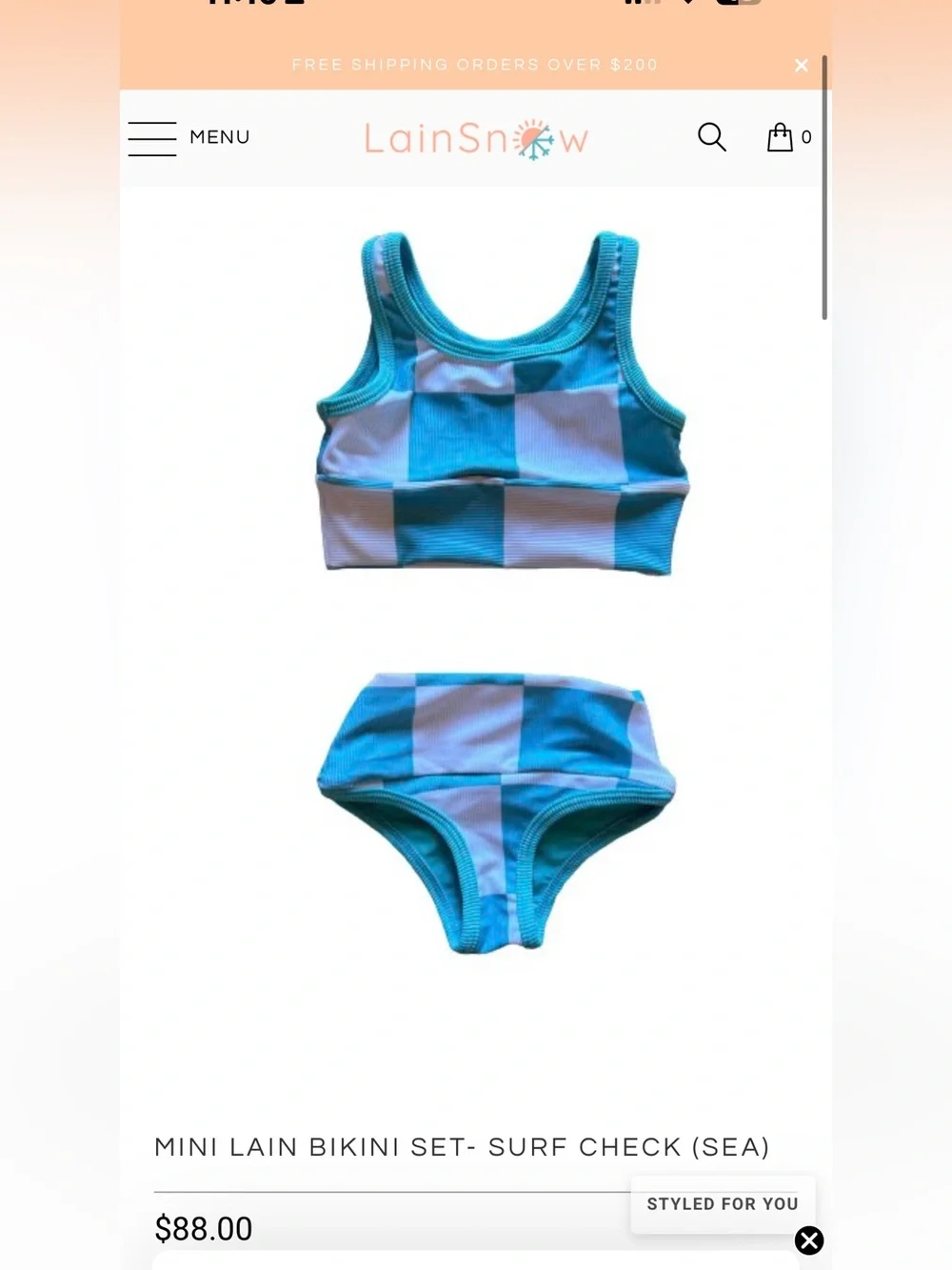 Lainsnow Mini Lane Bikini Girls size 6-7